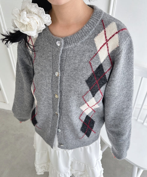 アーガイルニットカーディガン | LO2256077 | グレー