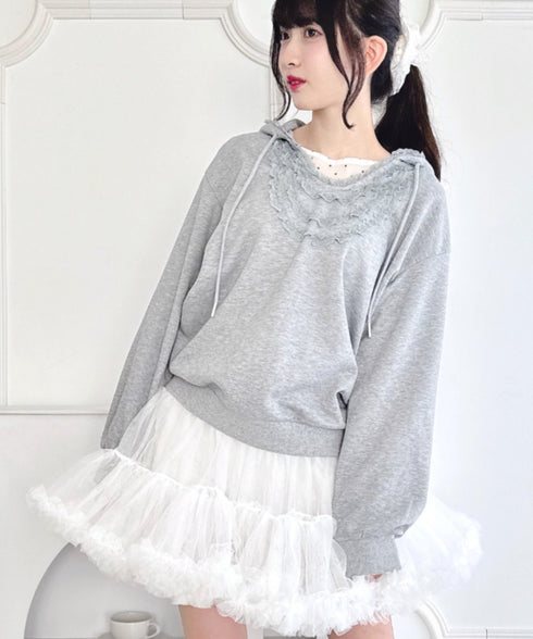 フリルレースパーカー | LO2256078 | グレー