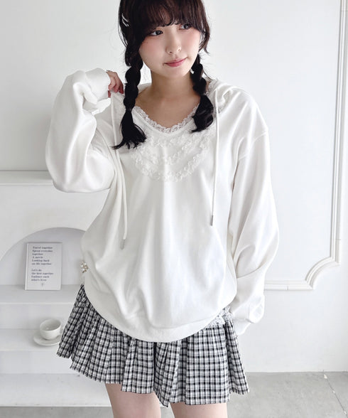 フリルレースパーカー | LO2256078 | ホワイト