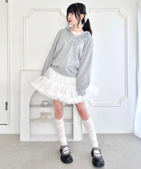 フリルレースパーカー | LO2256078 | グレー