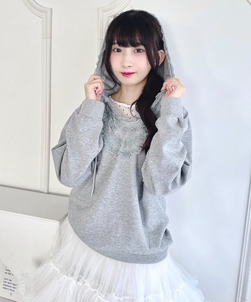フリルレースパーカー | LO2256078 | グレー