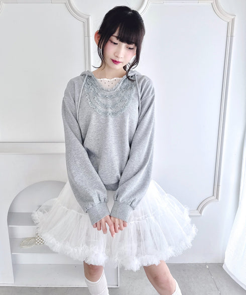 フリルレースパーカー | LO2256078 | グレー
