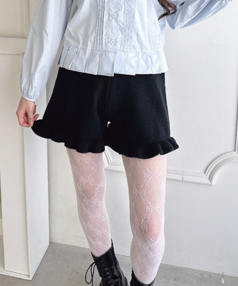 裾フリルニットショートパンツ | LO2254037 | ブラック