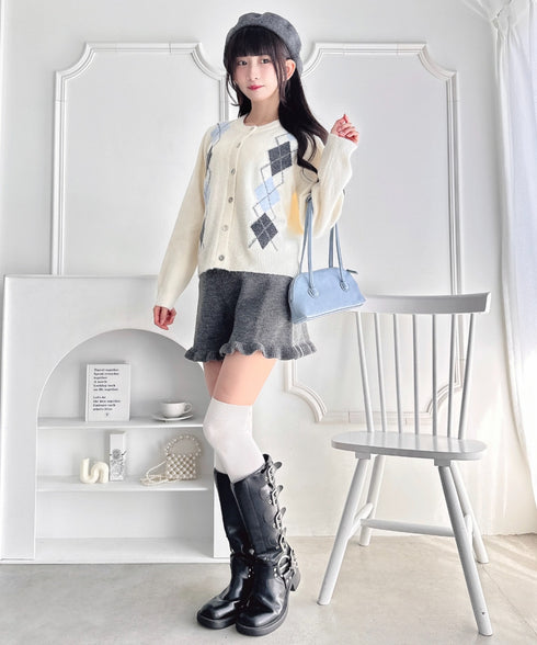 裾フリルニットショートパンツ | LO2254037 | チャコールグレー