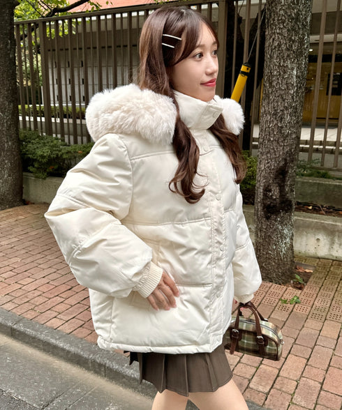 ボリュームフェイクファーフードパデッドジャケット | LO2254038 | アイボリー