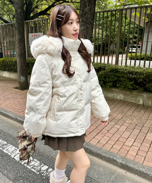 ボリュームフェイクファーフードパデッドジャケット | LO2254038 | アイボリー