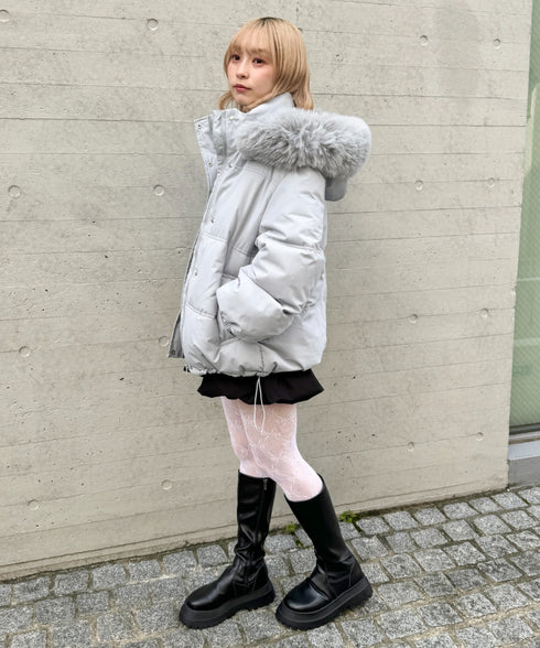 ボリュームフェイクファーフードパデッドジャケット | LO2254038 | グレー