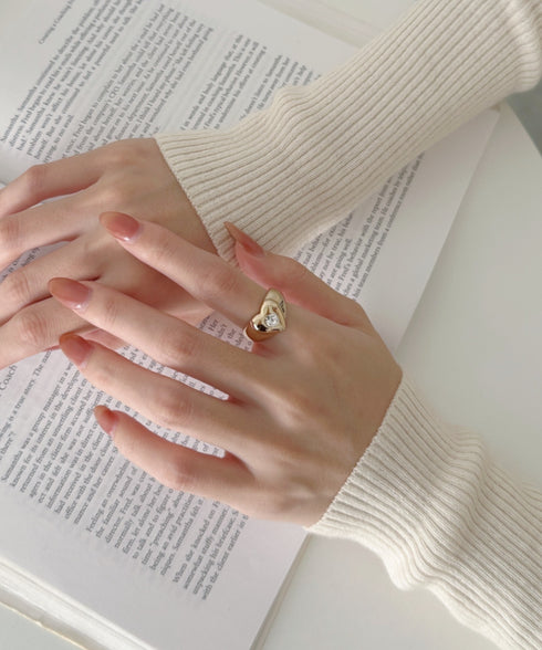 ストーン入りハートリング | SW4256008 | ゴールド