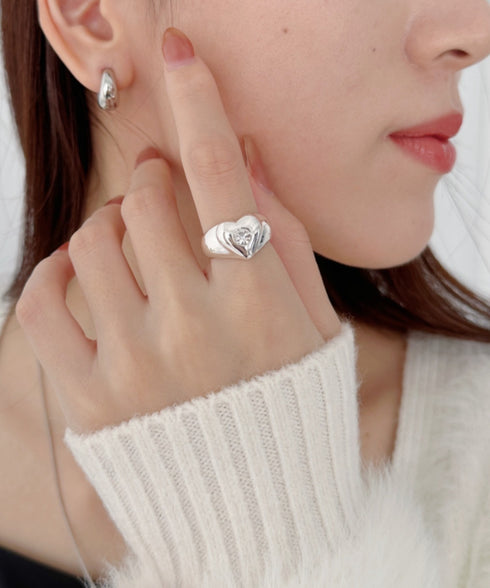 ストーン入りハートリング | SW4256008 | シルバー