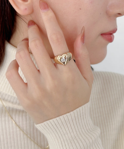 ストーン入りハートリング | SW4256008 | ゴールド