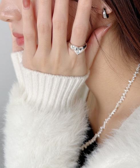 ストーン入りハートリング | SW4256008 | シルバー