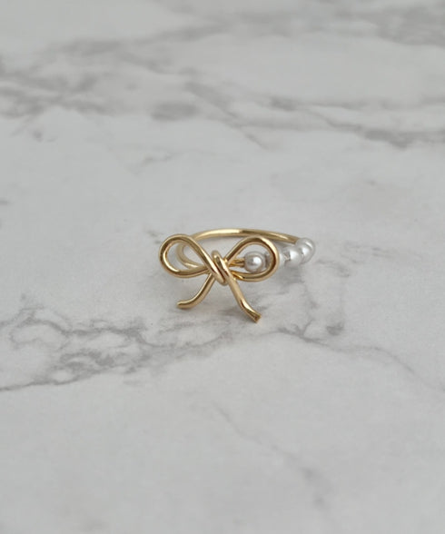 リボンモチーフパールリング | SW4256009 | ゴールド