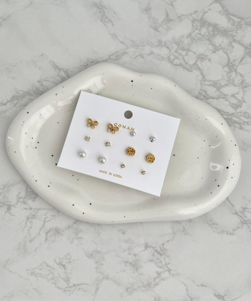 リボン/ローズモチーフ6ペアセットピアス | SW4256012 | ゴールド