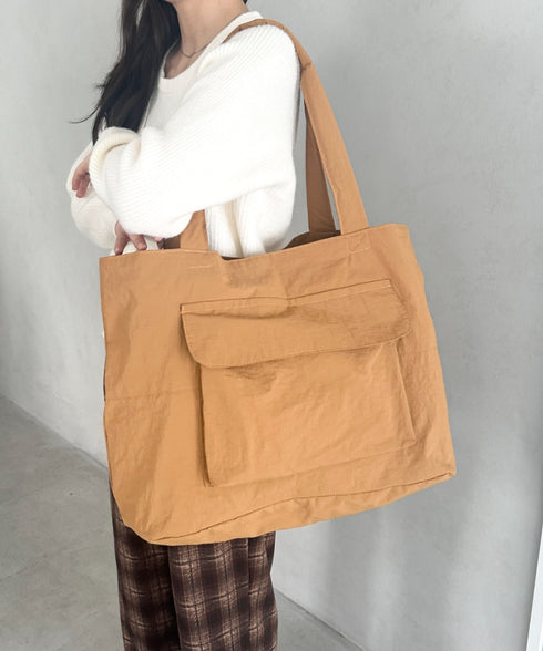 【A4収納可能】ナイロン軽量大容量トートバッグ マザーズバッグ トラベルバッグ ユニセックス | MD1256055 | ベージュ