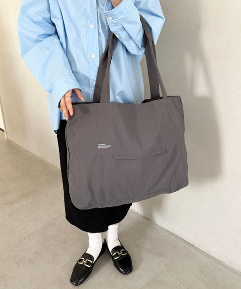 【A4収納可能】ナイロン軽量大容量トートバッグ マザーズバッグ トラベルバッグ ユニセックス | MD1256055 | グレー