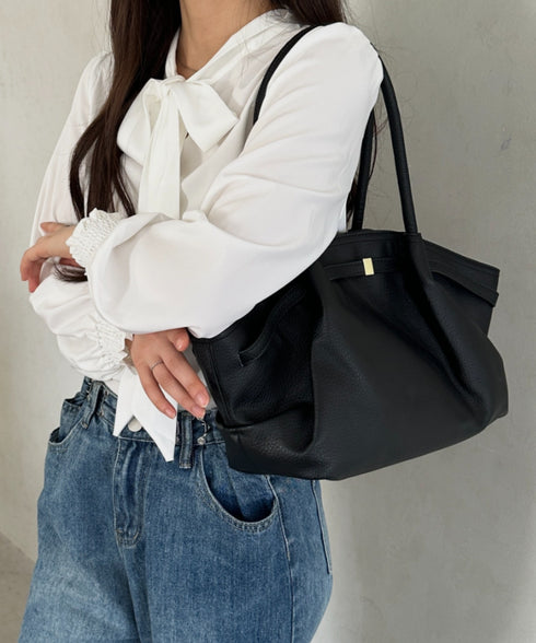 【500mlペットボトル収納可能】PUタックトートバッグ | MD1256059 | ブラック