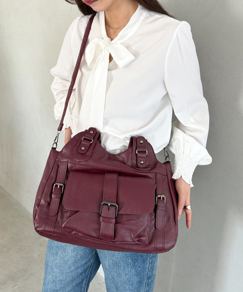 アウトポケットデザイン 2WAYショルダーバッグ | MD1256060 | ワインレッド