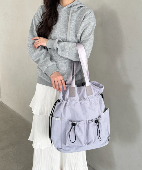 【A4収納可能】多ポケット付き巾着2WAYトートバッグ リュック | MD1256062 | グレー