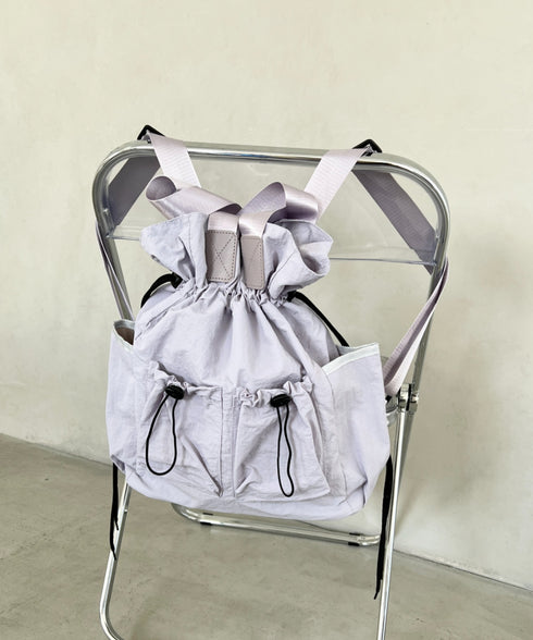 【A4収納可能】多ポケット付き巾着2WAYトートバッグ リュック | MD1256062 | グレー