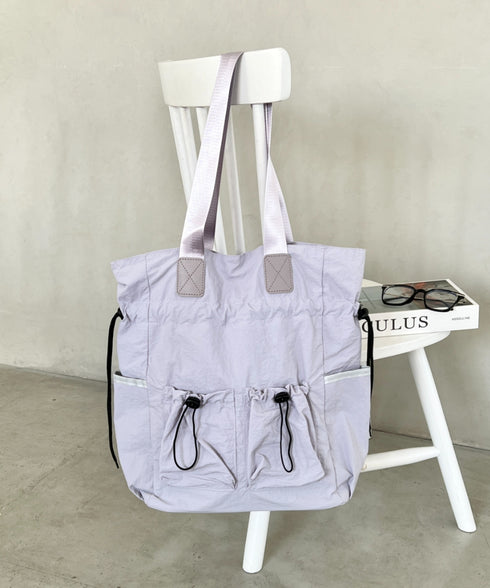 【A4収納可能】多ポケット付き巾着2WAYトートバッグ リュック | MD1256062 | グレー