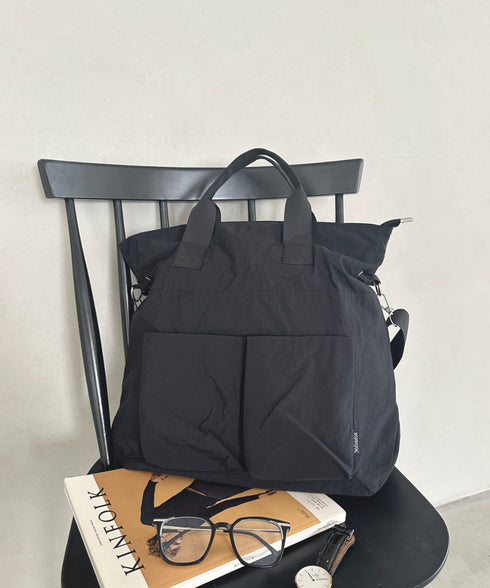 【A4収納可能】ナイロン軽量多ポケット2WAYショルダーバッグ トートバッグ | MD1256066 | ブラック