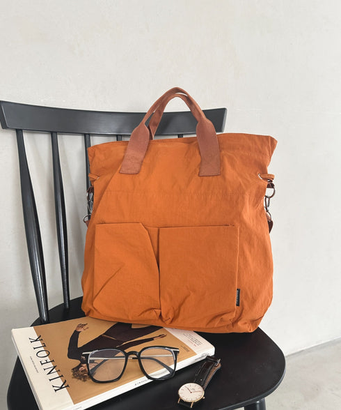 【A4収納可能】ナイロン軽量多ポケット2WAYショルダーバッグ トートバッグ | MD1256066 | オレンジ
