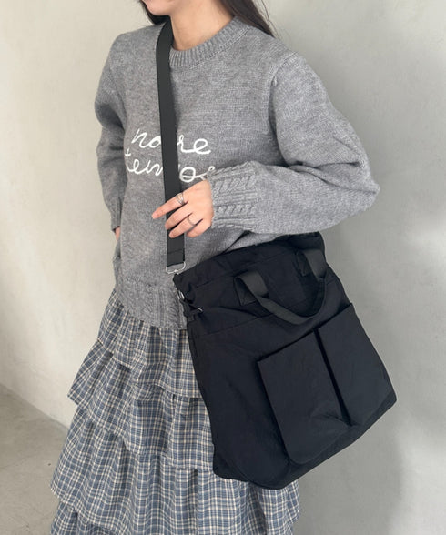 【A4収納可能】ナイロン軽量多ポケット2WAYショルダーバッグ トートバッグ | MD1256066 | ブラック