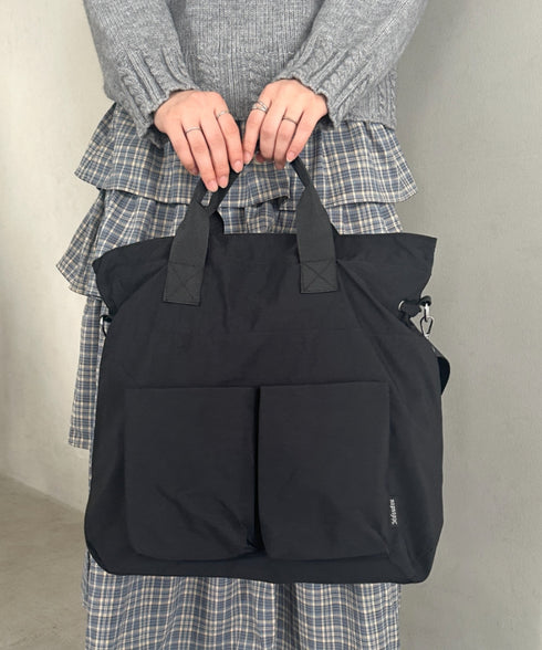 【A4収納可能】ナイロン軽量多ポケット2WAYショルダーバッグ トートバッグ | MD1256066 | ブラック