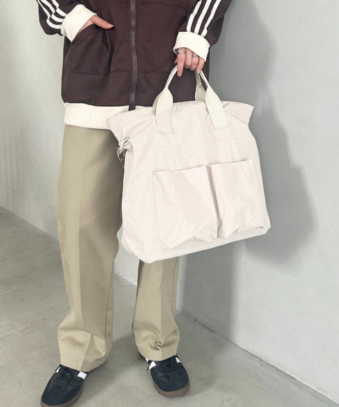 【A4収納可能】ナイロン軽量多ポケット2WAYショルダーバッグ トートバッグ | MD1256066 | アイボリー