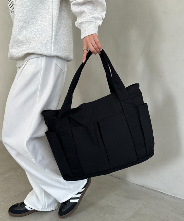 【A4収納可能】大容量キャンバストートバッグ | MD1256067 | ブラック
