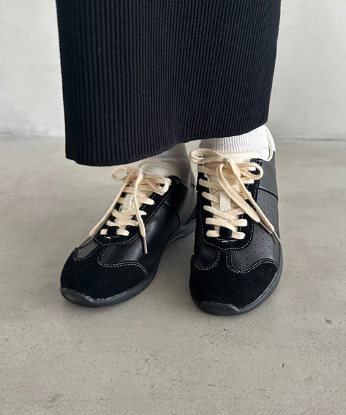 スウェード風PUスタイリッシュスニーカー | MD3256070 | ブラック