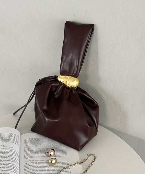 ワンポイントパーツ ワンハンドルサイドファスナーハンドバッグ オケージョンバッグ | MD1256072 | ブラウン