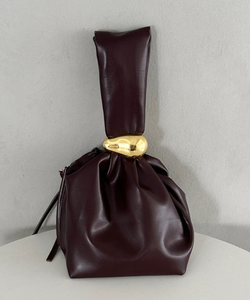 ワンポイントパーツ ワンハンドルサイドファスナーハンドバッグ オケージョンバッグ | MD1256072 | ブラウン