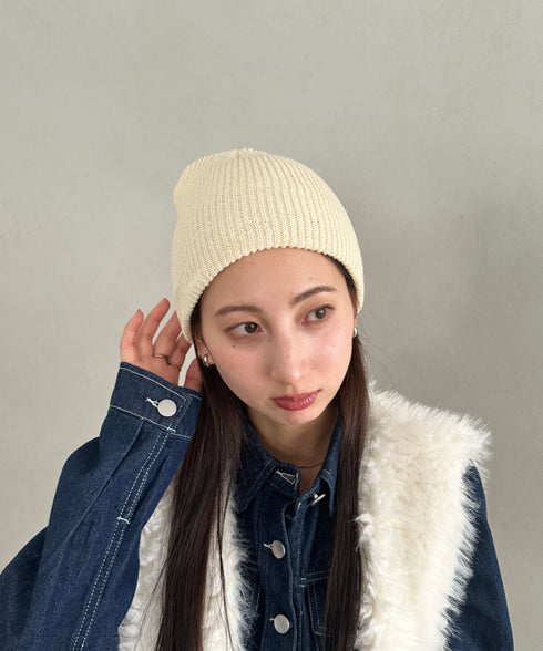 【6色展開】ニット帽子 リブニット ビーニー | MD5254005 | ベージュ