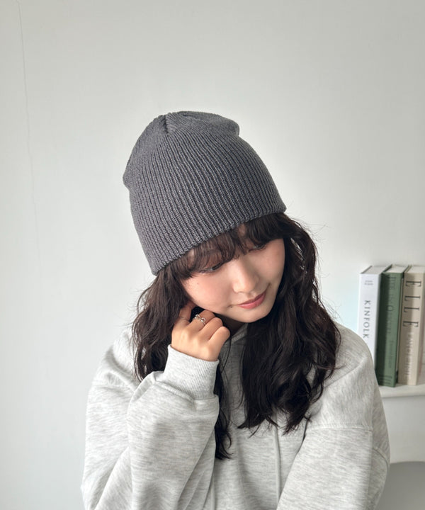 【6色展開】ニット帽子 リブニット ビーニー | MD5254005 | グレー
