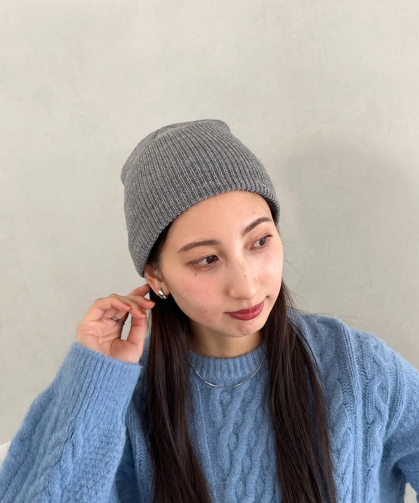 【6色展開】ニット帽子 リブニット ビーニー | MD5254005 | ライトグレー
