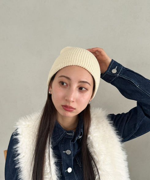 【6色展開】ニット帽子 リブニット ビーニー | MD5254005 | ベージュ