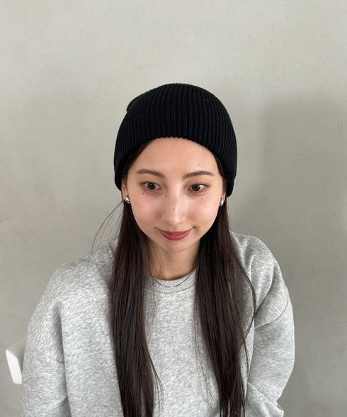 【6色展開】ニット帽子 リブニット ビーニー | MD5254005 | ブラック