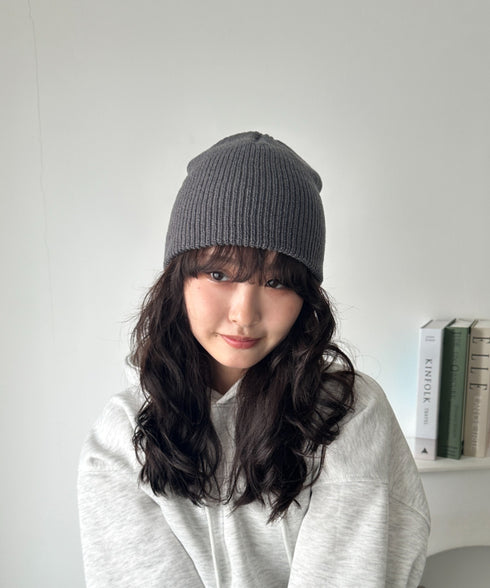 【6色展開】ニット帽子 リブニット ビーニー | MD5254005 | グレー