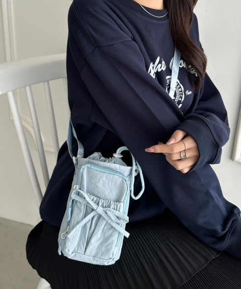 ボトルホルダーバッグ ショルダーバッグ リボン巾着ショルダーバッグ ペットボトルショルダーバッグ | WR1256045 | ブルー