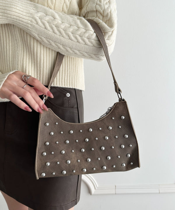 スタッズコンパクトハンドバッグ | WR1256046 | ブラウン