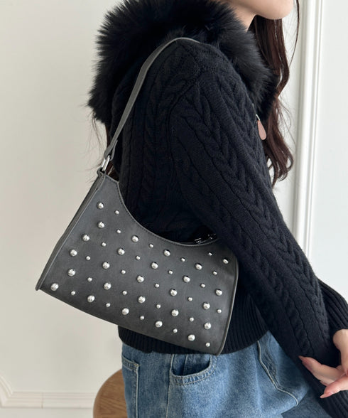 スタッズコンパクトハンドバッグ | WR1256046 | ブラック