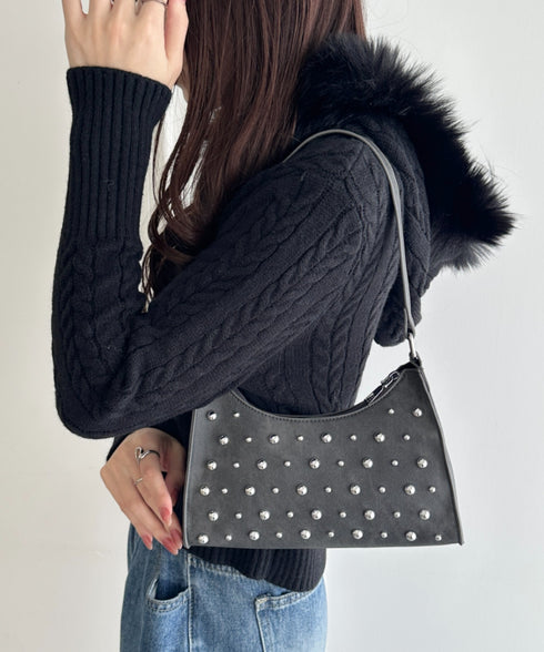 スタッズコンパクトハンドバッグ | WR1256046 | ブラック