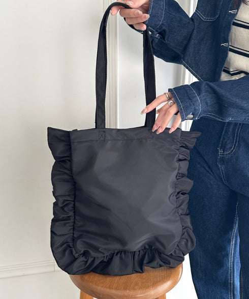 【A4収納可能】フリルトートバッグ | WR1256047 | ブラック