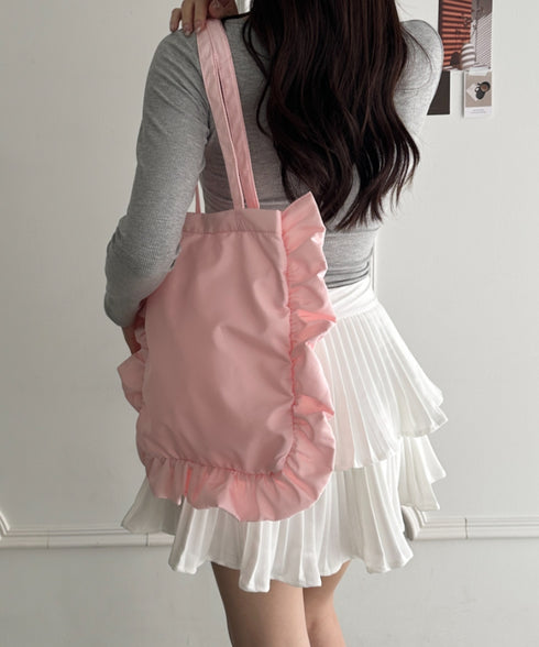 【A4収納可能】フリルトートバッグ | WR1256047 | ピンク