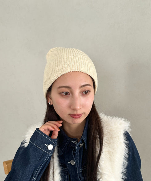 【8色展開】ニット帽子 リブニット ビーニー | WR5254001 | ベージュ