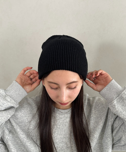 【8色展開】ニット帽子 リブニット ビーニー | WR5254001 | ブラック