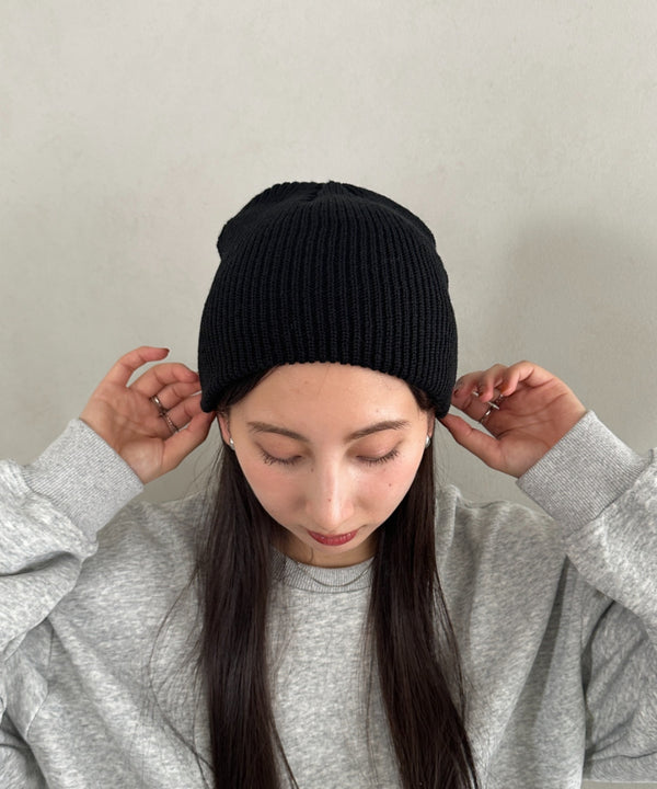 【8色展開】ニット帽子 リブニット ビーニー | WR5254001 | ブラック