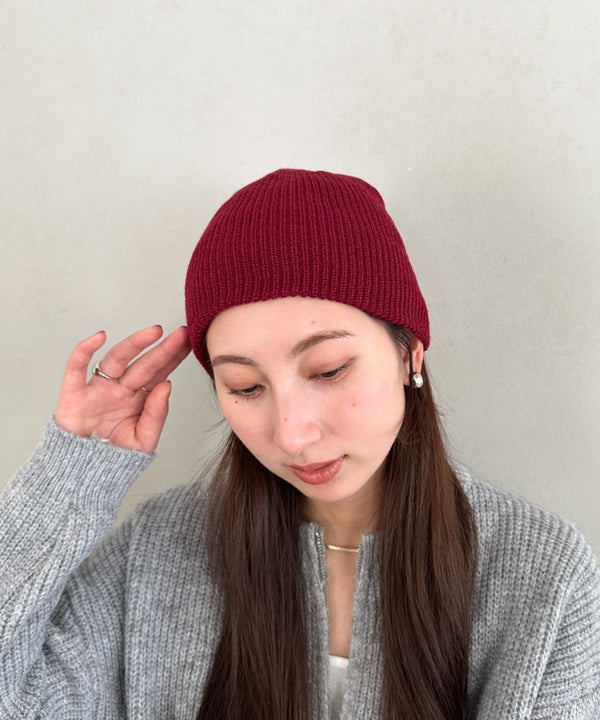 【8色展開】ニット帽子 リブニット ビーニー | WR5254001 | ワインレッド