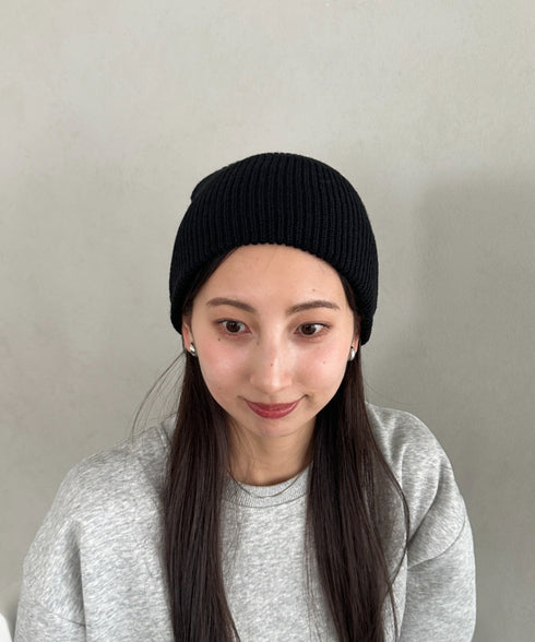 【8色展開】ニット帽子 リブニット ビーニー | WR5254001 | ブラック